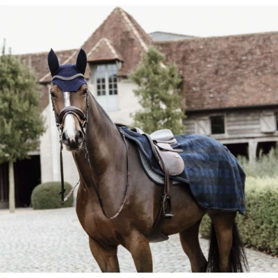 Abbildung von Kentucky Horsewear Ausreitdecke Heavy Fleece Check Printing Marineblau/Schwarz