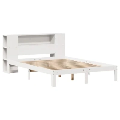 Abbildung von vidaXL Bett Massivholzbett mit Regal ohne Matratze Weiß 120x200 cm Kiefer