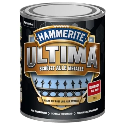 Abbildung von HAMMERITE METALLSCHUTZLACK ULTIMA MATT RUBINROT RAL3003 750ML