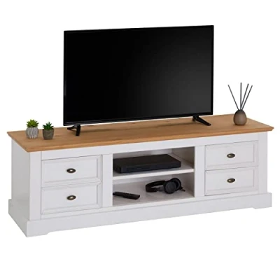 Abbildung von IDIMEX Lowboard KENT, TV Kommode Hifi Tisch Fernsehschrank Medienmöbel weiß/braun K