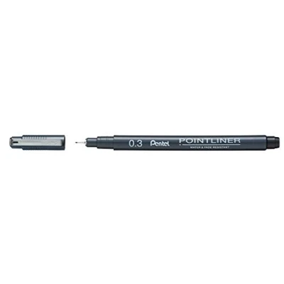 Abbildung von Pentel Pointliner S20P 3A, Fineliner, schwarz, wasserfest und lichtecht, 0,3 mm, 1 Stück (1er Pack)