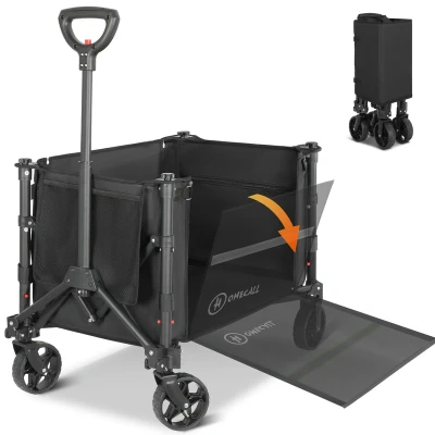 Abbildung von HOMECALL Bollerwagen Faltbar Handwagen Transportwagen klappbar Einkaufstrolley (Erweiterbare Kapazität, bis 100KG), Für Einkaufen, Camping, Garten