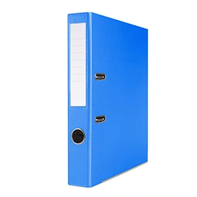 Abbildung von OFFICER PRODUCTS 24er Pack Ordner Blau DIN A4/50 mm/Papier Pappe/Kunststoffbezug PP Schlitzordner Büroordner Pappordner Aktenordner Metall Kantenschutz