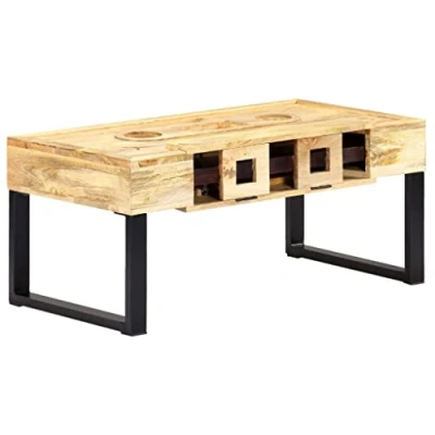 Abbildung von vidaXL Mangoholz Massiv Couchtisch Kassette Stil Beistelltisch Wohnzimmertisch Kaffeetisch Sofatisch Holztisch Massivholztisch 100x52x45cm