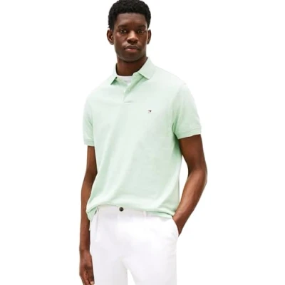 Abbildung von Tommy Hilfiger Herren Poloshirt Kurzarm 1985 Regular Fit, Türkis (Mint Gel Heather), S