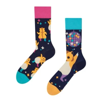Abbildung von Dedoles Socken Regular normale Höhe Unisex Damen Herren Baumwolle viele lustige Designs Weihnachtssocken 1 Paar, Farbe Blau, Motiv Party Hamster, Gr. 35 38