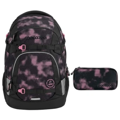 Abbildung von coocazoo Schulranzen Schulrucksack Set MATE Pink Illusion 2 teilig (Rucksack, Mäppchen), ergonomisch, reflektiert, Körpergröße: 135 180 cm