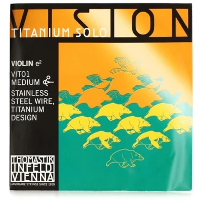 Abbildung von Thomastik Vision Titanium Solo Violinsaite, nur VIT01 Medium, Stahl / Titan, 1. Saite, 4/4
