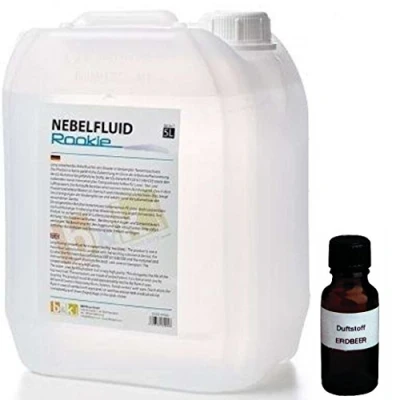 Abbildung von 5 Liter DJPower Nebelfluid ROOKIE + 30 ml Duftstoff Erdbeere, Smoke Fluid, Nebel Fluid Flüssigkeit für Nebelmaschine