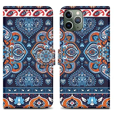 Abbildung von Cadorabo Hülle kompatibel mit Apple iPhone 11 PRO Handyhülle ausim Muster Design Premium Kunst Leder Flip Klappbare Stoßfeste Magnetische [Standfunktion] Case für in Blau
