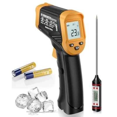 Abbildung von Infrarot thermometer, Klein IR Temperaturmessgerät 50C 600C ( 58F 1112F), Berührungslos Digital Laser Thermometer mit Fleischthermometer, Nicht Medizinisch, für Kochen/Barbecue/Gefrierschrank