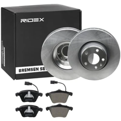 Abbildung von RIDEX 3405B0351 Bremsscheiben und beläge Vorderachse innenbelüftet inkl. Verschleißwarnkontakt AUDI: A6 C6 Avant, Allroad