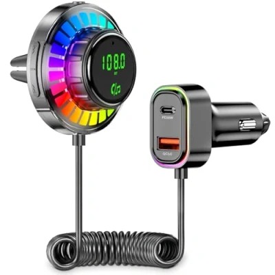 Abbildung von ETELIAR Bluetooth 5.3 Adapter Auto,FM Transmitter Auto mit PD 30W &amp; QC3.0 18W Ladegerät, Kfz Radio