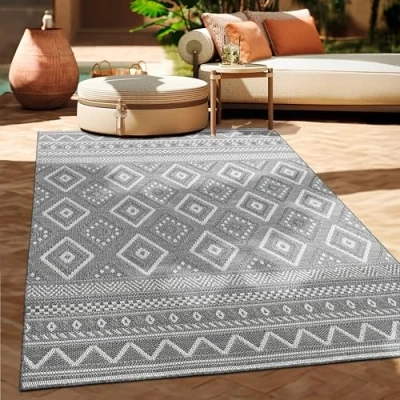 Abbildung von Paco Home Teppich &quot;Vermont 184&quot;, rechteckig, Flachgewebe, modernes Design mit Rauten, gesteift, Outdoor geeignet