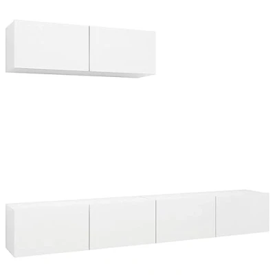 Abbildung von vidaXL 3X TV Schrank Wohnwand Schrankwand Anbauwand Hängeschrank Möbel Wandschrank HiFi Lowboard Fernsehschrank Weiß Holzwerkstoff