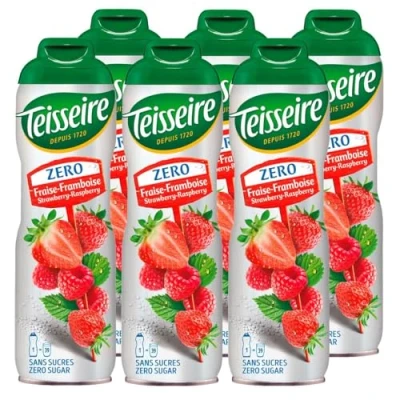 Abbildung von Teisseire Sirup Erdbeer Himbeer zero Zucker 600ml Cocktails (6er Pack)