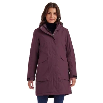 Abbildung von killtec Damen Parka/Mantel wasserdicht mit abzippbarer Kapuze Funktionsparka, dunkelpflaume, 44, 43284 000