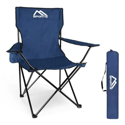 Abbildung von MSPORTS Campingstuhl Premium inkl. Tragetasche in Königsblau Anglerstuhl Faltstuhl Klappstuhl mit Armlehne und Getränkehalter praktisch robust leicht