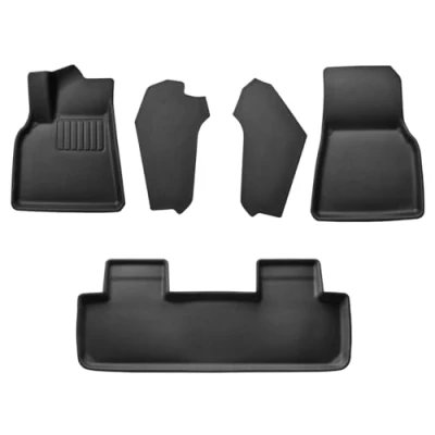 Abbildung von Spigen Tesla Model Y Fußmatten Gesamtset, WeatherBloc Wasserdicht und rutschfest, 5 Stück Innenmatten, Antirutsche XPE Gummimatten, Boden Schutzmatten für Zubehör