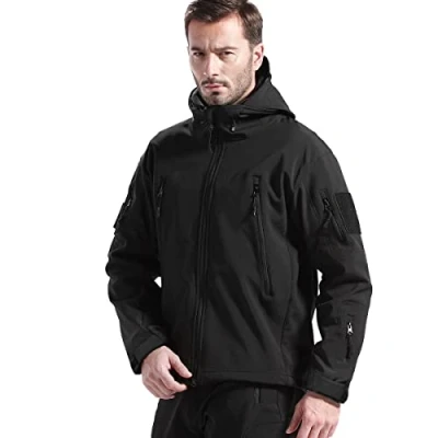 Abbildung von FREE SOLDIER Herren Winterjacke Military Softshell Jacken Outdoor Fleecefutter Winddichte Wasserdichte Jacke mit Kapuze Warme Taktische Mehreren Taschen für Jagdausflüge (Schwarz,L)