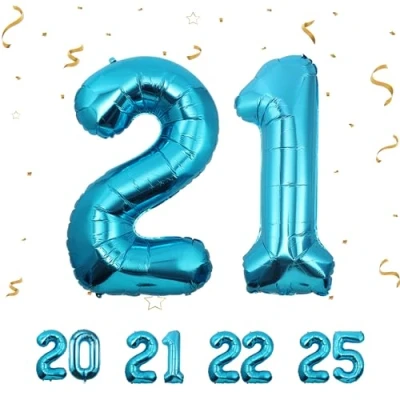 Abbildung von Geburtstag zahlen luftballon 21 jahre Blau Folienballon XXL Riesen in 40&quot; 101cm Geburtstagsdeko Ballon Zahl Deko zum .Fliegt mit Helium