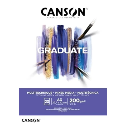 Abbildung von Canson Pad Graduate Mixed Media A3 200 g White Skizzenbuch