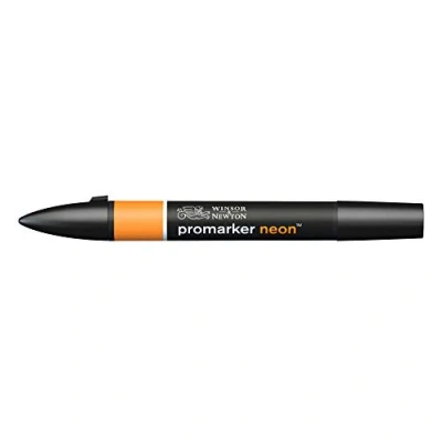 Abbildung von Winsor &amp; Newton 0205404 ProMarker Neon, Professioneller Layoutmarker 2 Spitzen, fein und breit für Zeichnungen, Design Layouts Orange leuchtend Neon