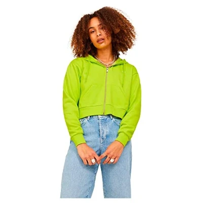 Abbildung von JJXX Women&#039;s JXABBIE LS REG Every Brush Zip Hood NOOS Sweatjacke, Lime Punch/Print:Lime Cream, M