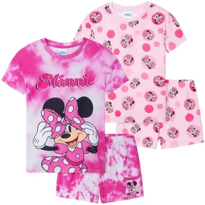 Abbildung von Get Trend Disney Minnie Mouse Pyjama Schlafanzug Mädchen Kurz 2er Set Teenager Kurzarm Sommer Loungewear (3 4 Jahre, Magenta Minnie)
