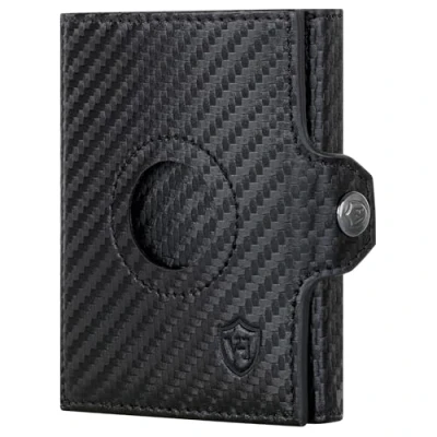 Abbildung von VON HEESEN Airtag Slim Wallet mit Münzfach &amp; RFID Schutz Portmonee Herren klein aus echtem Leder Mini Geldbörse Kreditkartenetui Kartenetui Portemonnaie Geldbeutel (Carbon Schwarz)