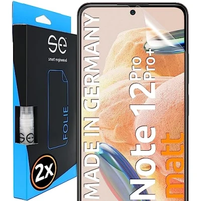 Abbildung von S.E für Xiaomi Redmi Note 12 Pro Folie, matt entspiegelt, 2X Full Screen, Positionierhilfe, Schutzfolie, Matte Displayfolie, Schutzfolie aus Deutschland