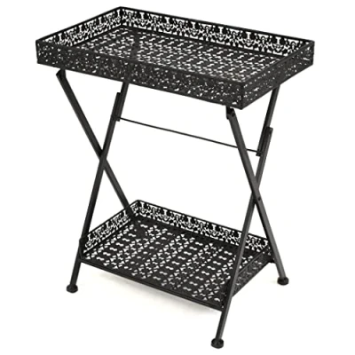 Abbildung von vidaXL Beistelltisch Klappbar Vintage Metall Schwarz Ablagetisch Tabletttisch