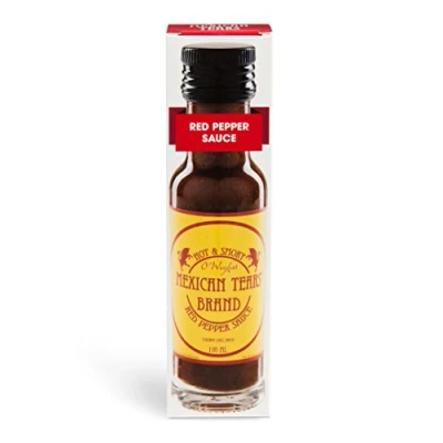 Abbildung von Mexican Tears® Red Pepper Sauce, scharfe Sauce aus Chili &amp; Meersalz, perfekt als Grill Zubehör für BBQ Pulled Pork zum Aufpeppen von Spareribs [100ml Chilisauce]