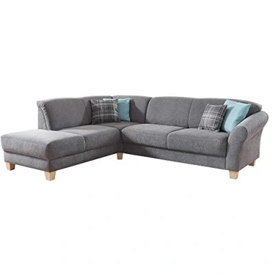 Abbildung von CAVADORE Ecksofa Gootlaand / Große Couch im Landhaus Stil Mit Federkern Polsterung 257 x 84 212 Grau