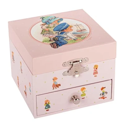 Abbildung von TROUSSELIER Boot auf Wasser Kindheitserinnerungen Schatzkiste &amp; Musikschmuck Spieluhr Ideales Kindergeschenk Musik Kleine Nacht von Mozart Farbe Rose