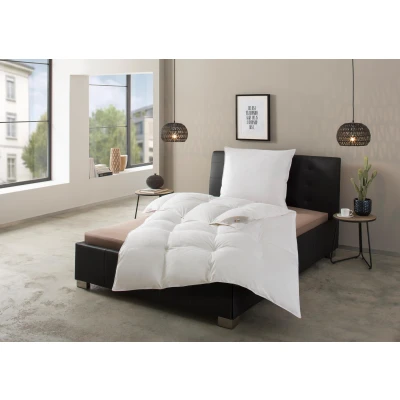 Abbildung von RIBECO Federbettdecke + Federkissen &quot;Laram, 2 tlg. Naturprodukt zum TOP Preis&quot;, (Spar Set), Decke mit Kissen, verschiedene Größen, Bettdecke 135x200, 155x220 cm
