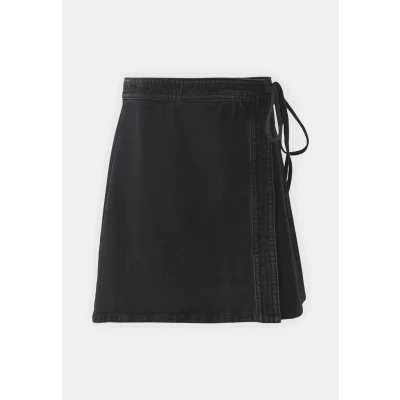 Abbildung von ONLY Onlvilla WRAP TIE Skirt Jeansrock, Damen, Größe: Large, Washed black