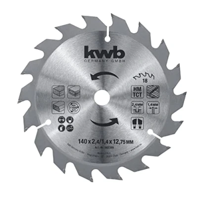 Abbildung von kwb Kreissägeblatt 140 x 12,75 mm, schneller Schnitt, mittlere Güte, Sägeblatt geeignet für Weich und Hartholz, Tischlerplatten Spanplatten