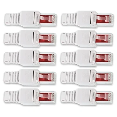 Abbildung von NAmobile 10x Netzwerkstecker Netzwerk Stecker werkzeuglos Cat7 Cat6 Cat5 LAN Kabel RJ45 ohne Werkzeug werkzeugfrei Verlegekabel Patchkabel Netzwerkkabel Crimpstecker
