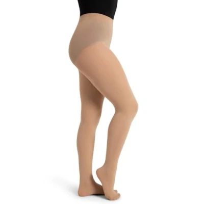 Abbildung von Capezio Damen Ultra Soft™ Footed Tight with Self Knit Waistband Strumpfhose, Nude, L EU