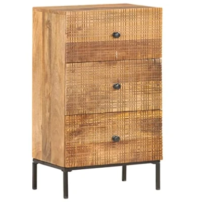 Abbildung von vidaXL Mangoholz Massiv Sideboard mit 3 Schubladen Handgeschnitzt Kommode Anrichte Schrank Beistellschrank Schubladenschrank 45x30x75cm