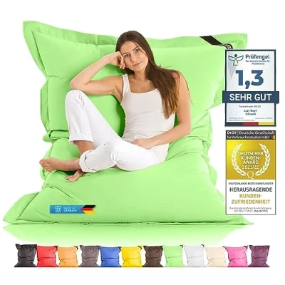 Abbildung von LAZY BAG Riesen Sitzsack Classic XXL 140x180 cm Sitzkissen 2 in 1 für relaxtes Sitzen &amp; Liegen Bequeme Indoor Outdoor Momente Dank 4 Mio. EPS Perlen perfekte Ergonomie waschbarer Bezug