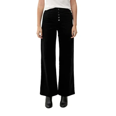 Abbildung von s.Oliver Women&#039;s 2121489 Cordhose mit Knopfleiste, Wide, Schwarz 9999, 40 34