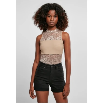 Abbildung von Urban Classics Ladies LACE BODY Bluse, Damen, Größe: 5XL, Softtaupe