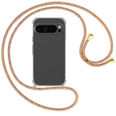 Abbildung von mtb more energy® Handykette kompatibel mit Google Pixel 9 Pro Rainbow/Metallteile: Gold Smartphone Hülle zum Umhängen TPU Case