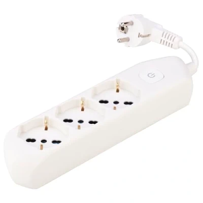 Abbildung von Poly Pool PP0536.05XL Elix Mehrfachsteckdose mit deutschem Stecker, 3 Pluristandard Steckdosen, 5 cm Kabel und Schalter, Weiß