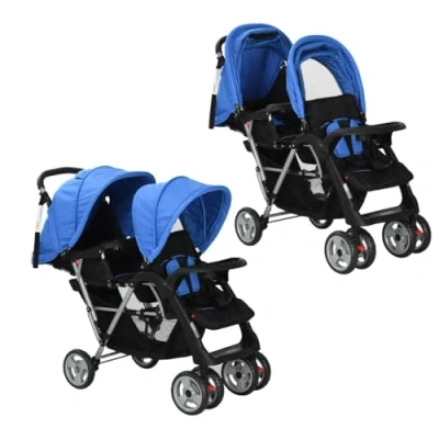 Abbildung von Geschwisterwagen Stahl Blau und Schwarz