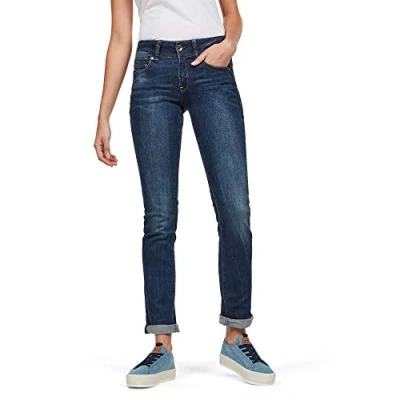 Abbildung von G STAR RAW Damen Midge Saddle Straight Jeans, Blau (dk aged D07145 6553 89), 24W / 34L