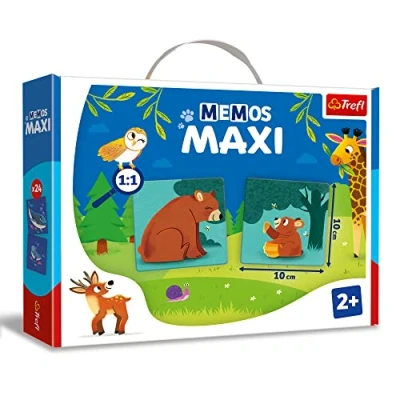 Abbildung von Trefl Memos Maxi Tiere und ihre Kinder Lernspiel für die Kleinsten, Bildpaare Finden, große Elemente Dicker Pappe, klassisches Gedächtnisspiel ab 2 Jahren
