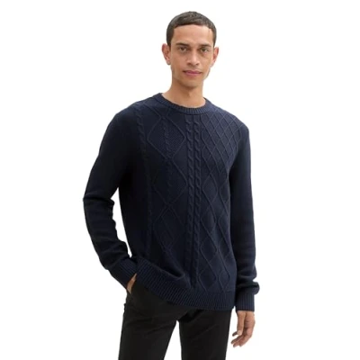 Abbildung von TOM Tailor Zopfmuster Strickpullover, Herren, Größe: XL, Sky captain blue